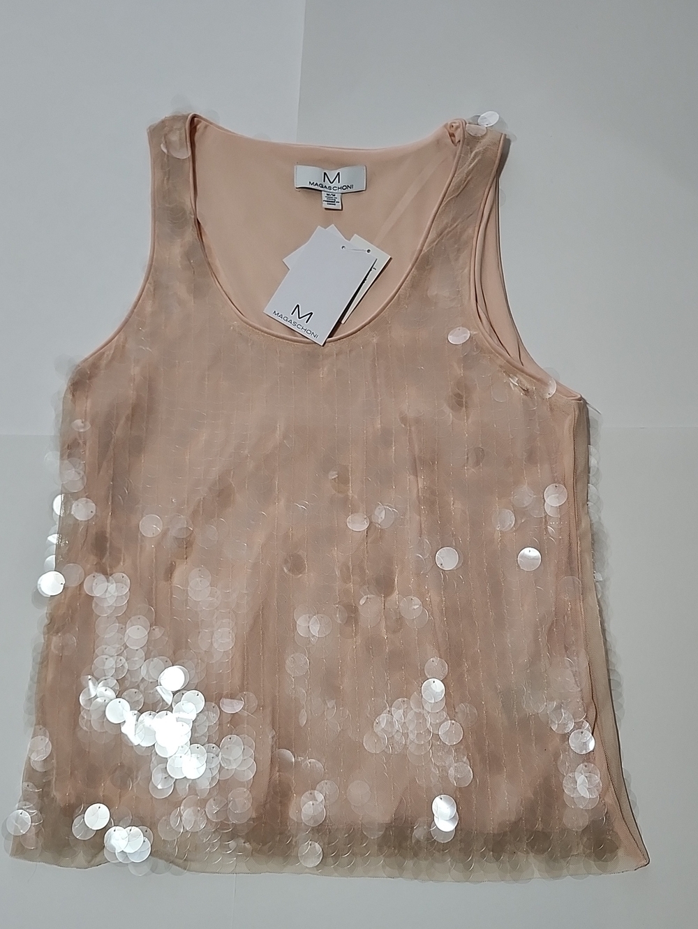 Magaschoni Beige Sequin-Embellished Sleeveless Tank - Picture 7 of 7